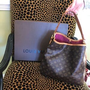 Louis Vuitton Delightful MM Monogram Shoulder Bag with Pink Interior
